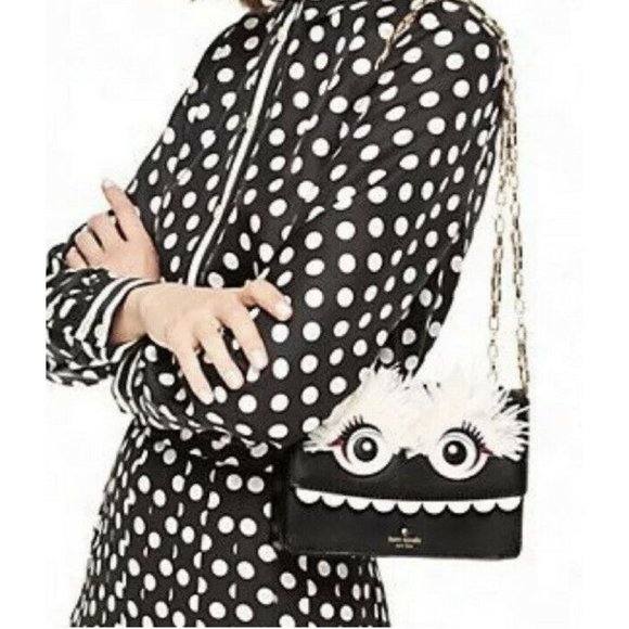 Kate Spade IMAGINATION TOOTHY MONSTER Leather Shoulder Bag Clutch Purse RARE - Picture 2 of 7